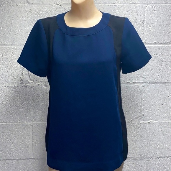 J.crew navy blue and black blouse 2 - Picture 1 of 5